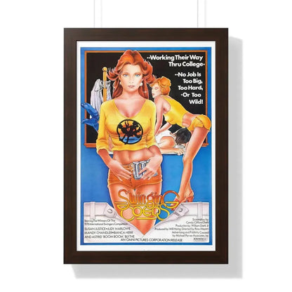 SWINGING COEDS 1972 - Framed Movie Poster 16″ x 24″ Walnut - The Sticker Space