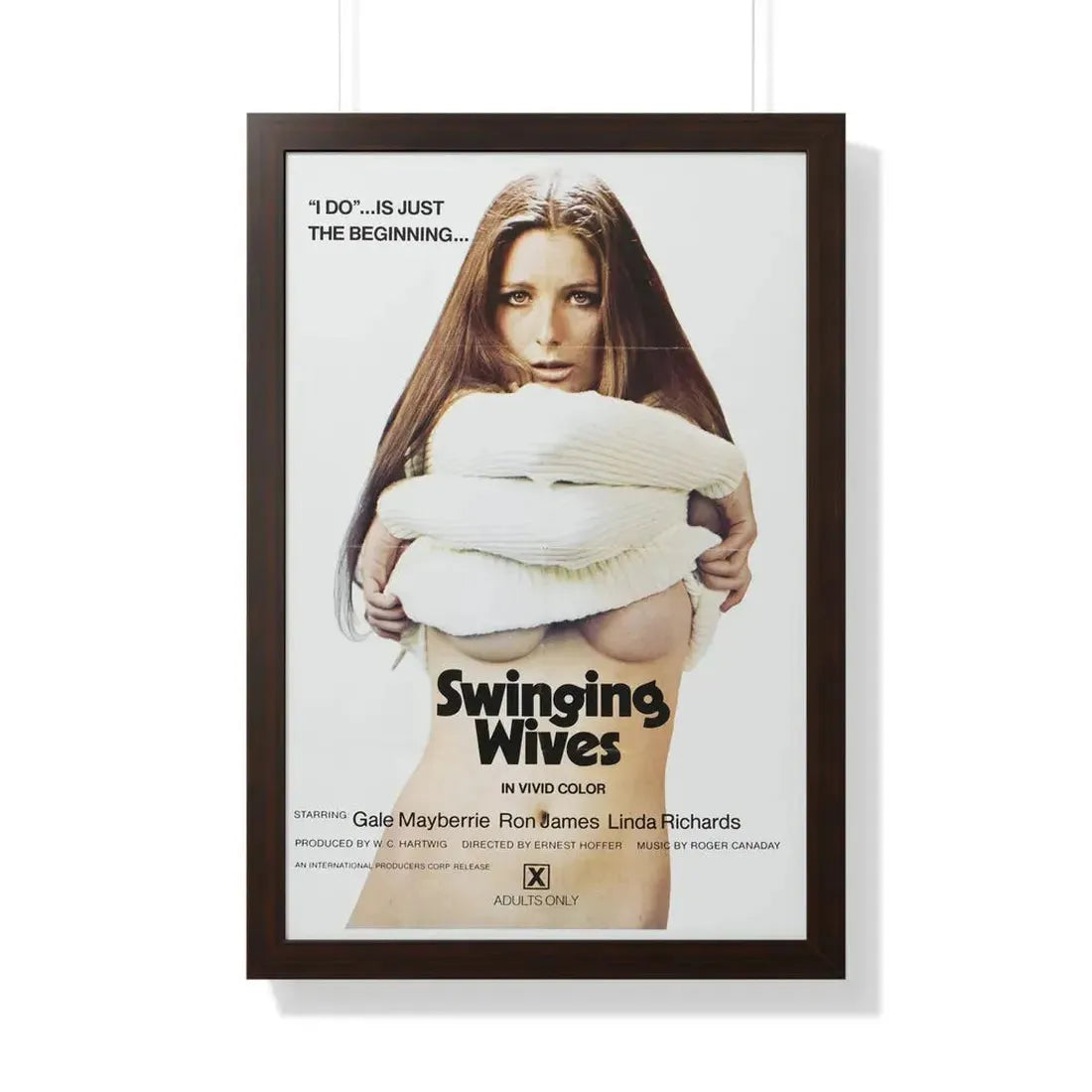SWINGING WIVES 1971 - Framed Movie Poster 20" x 30" Walnut - The Sticker Space
