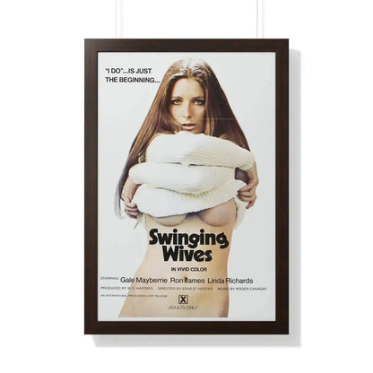 SWINGING WIVES 1971 - Framed Movie Poster 20" x 30" Walnut - The Sticker Space
