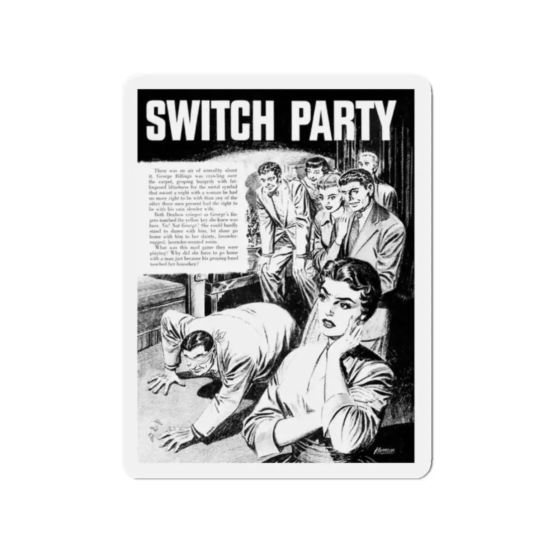 Switch Party, Shock Illustrated, October 1955 (Magazine Illustration) Refrigerator Magnet 2 Inch Die-Cut - The Sticker Space