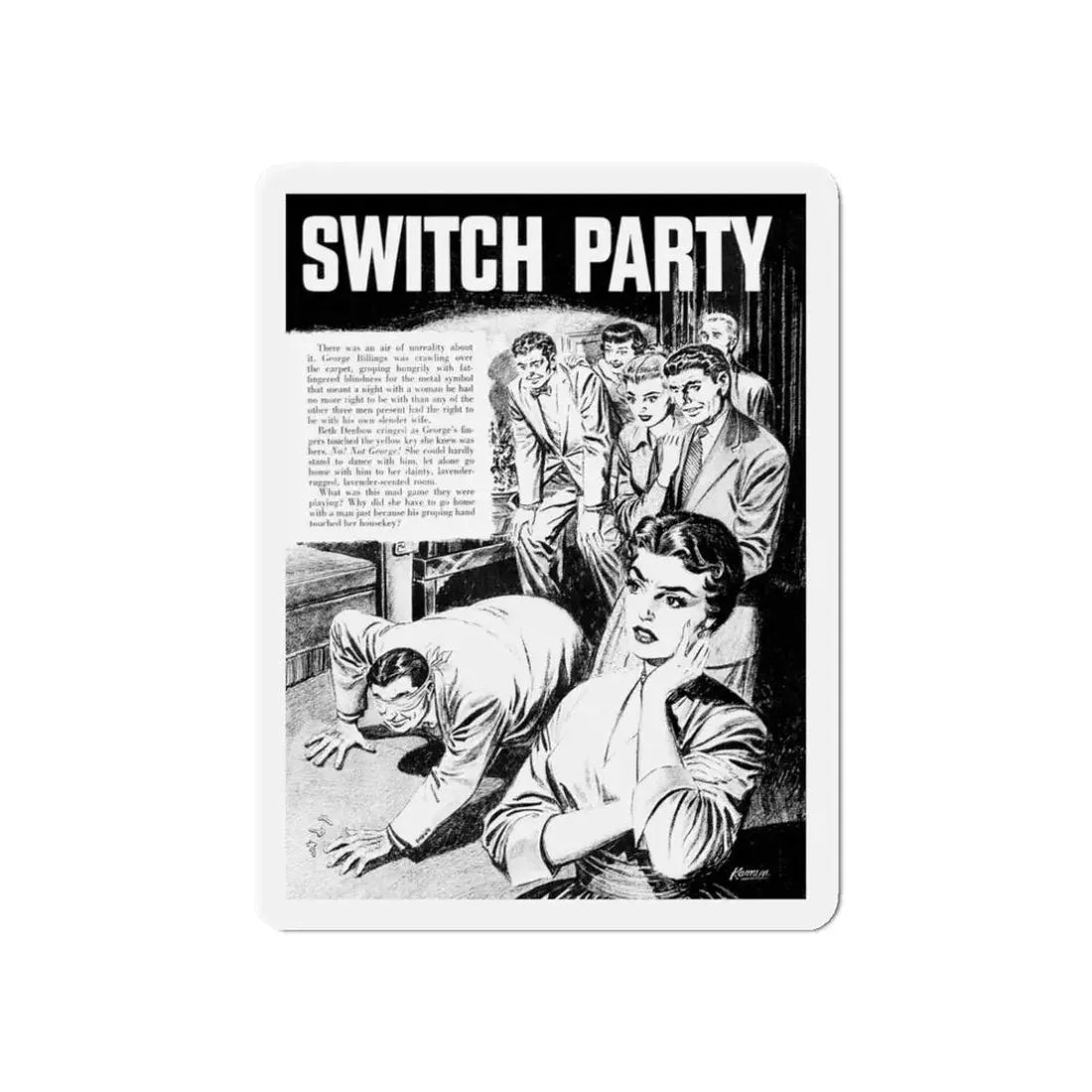Switch Party, Shock Illustrated, October 1955 (Magazine Illustration) Refrigerator Magnet 3 Inch Die-Cut - The Sticker Space