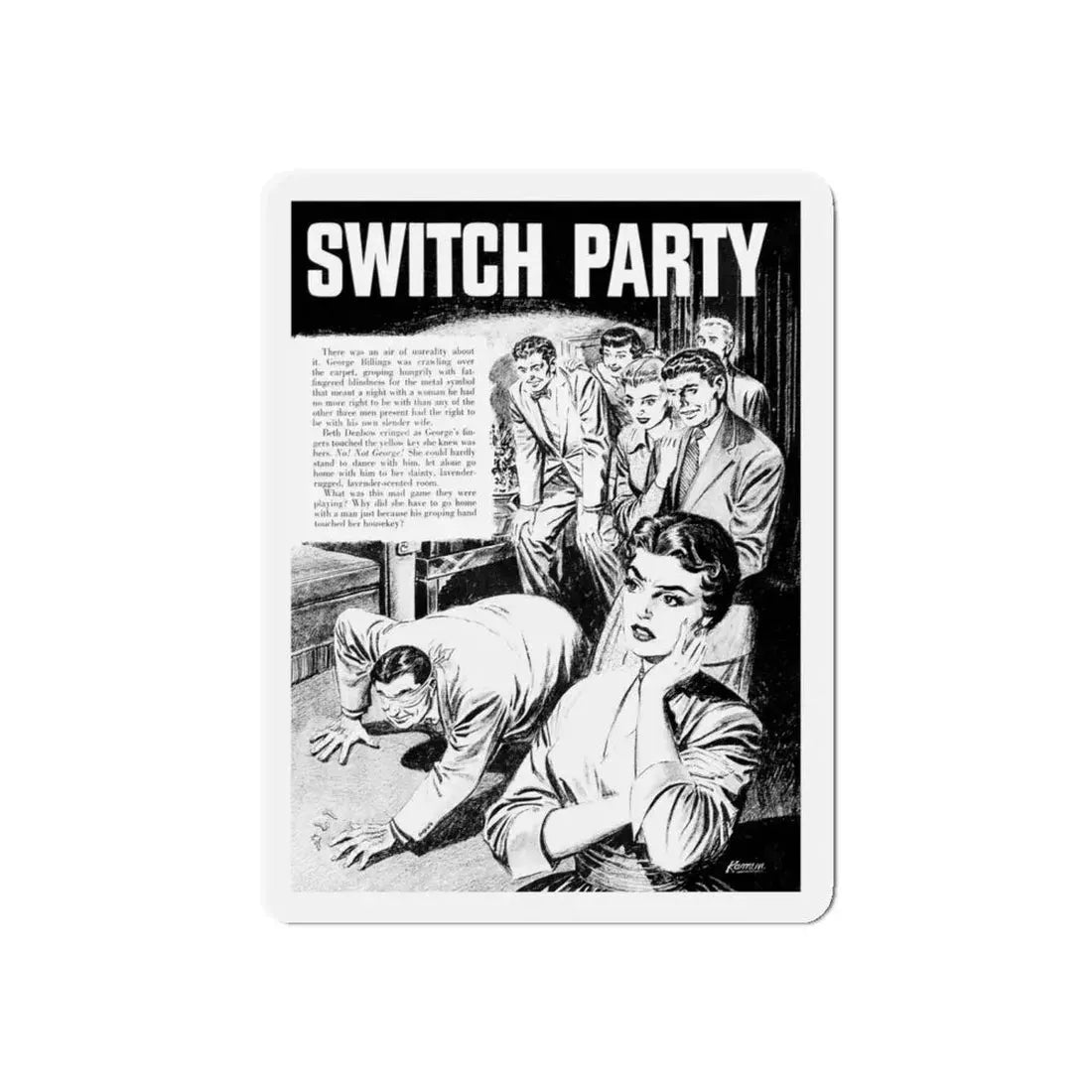 Switch Party, Shock Illustrated, October 1955 (Magazine Illustration) Refrigerator Magnet 4 Inch Die-Cut - The Sticker Space