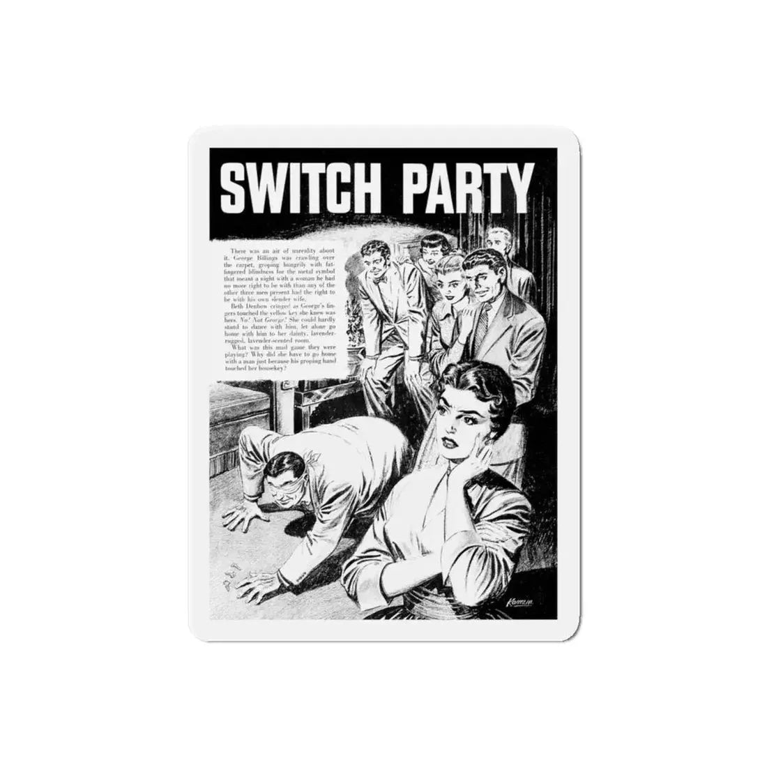 Switch Party, Shock Illustrated, October 1955 (Magazine Illustration) Refrigerator Magnet 6 Inch Die-Cut - The Sticker Space