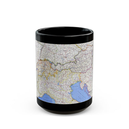 Switzerland, Austria, and Northern Italy (1965) (Map) Black Coffee Mug-15oz-The Sticker Space