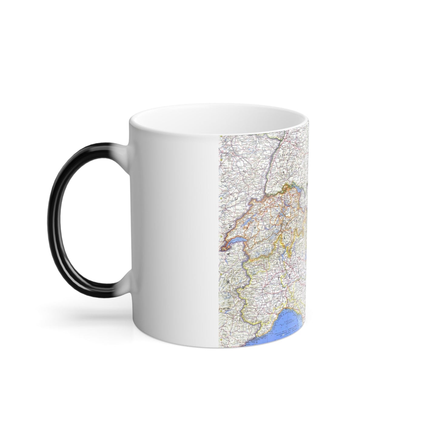 Switzerland, Austria, and Northern Italy (1965) (Map) Color Changing Mug 11oz-11oz-The Sticker Space