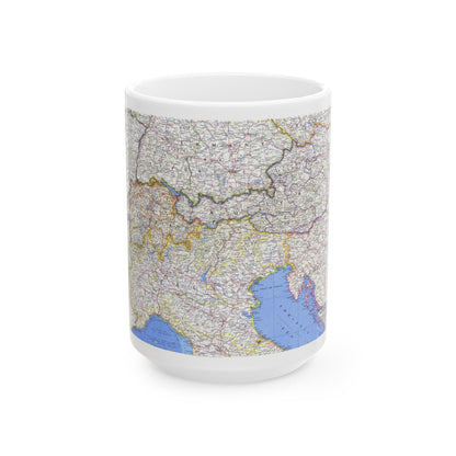 Switzerland, Austria, and Northern Italy (1965) (Map) White Coffee Mug-15oz-The Sticker Space