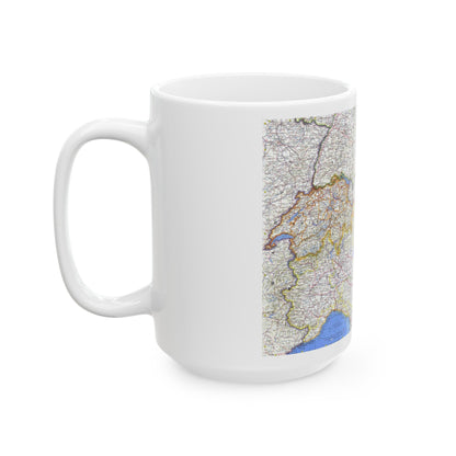 Switzerland, Austria, and Northern Italy (1965) (Map) White Coffee Mug-The Sticker Space