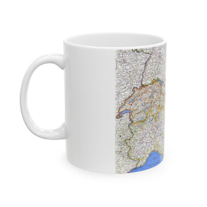 Switzerland, Austria, and Northern Italy (1965) (Map) White Coffee Mug-The Sticker Space