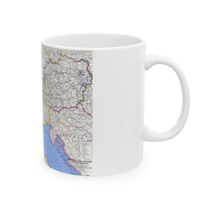 Switzerland, Austria, and Northern Italy (1965) (Map) White Coffee Mug-The Sticker Space