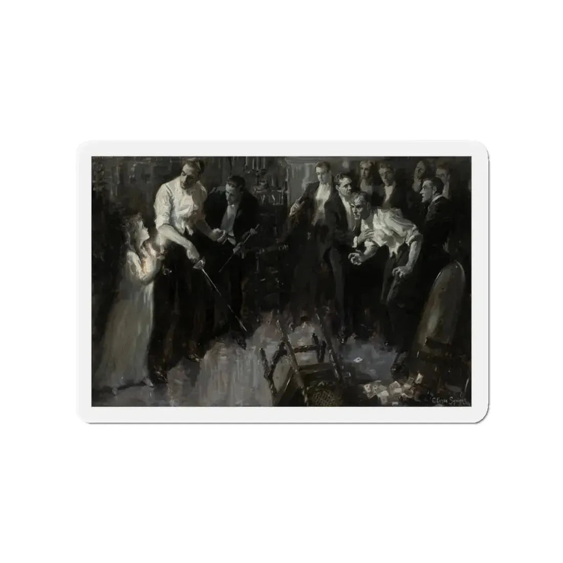 Sword Fight, story illustration (Magazine Illustration) Refrigerator Magnet 3 Inch Die-Cut - The Sticker Space