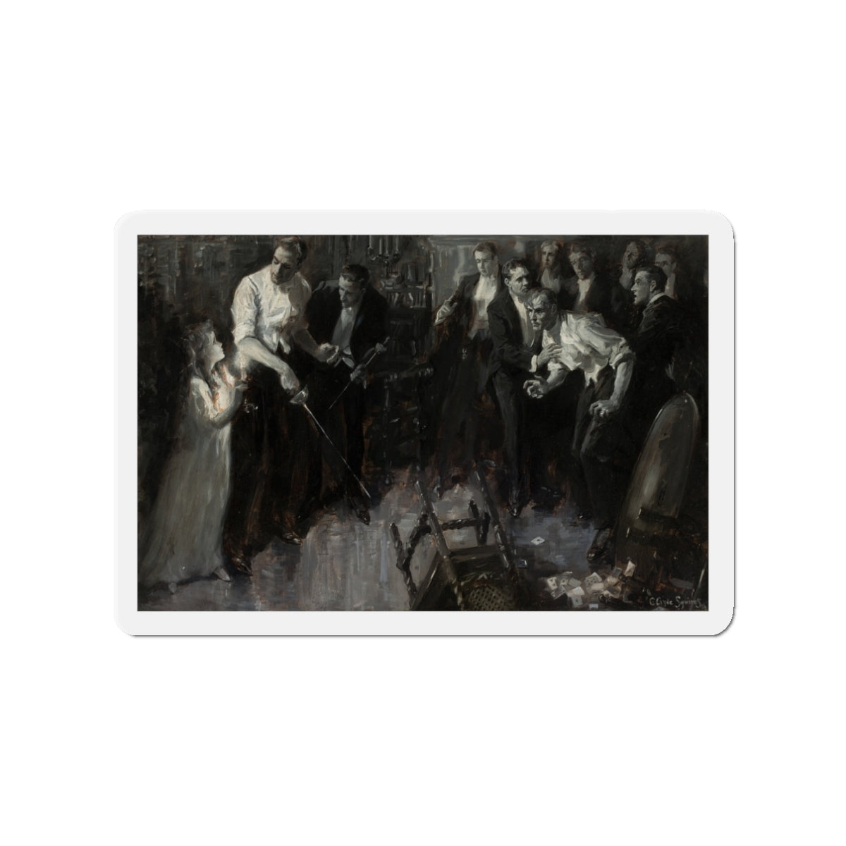 Sword Fight, story illustration (Magazine Illustration) Refrigerator Magnet-3" x 3"-The Sticker Space