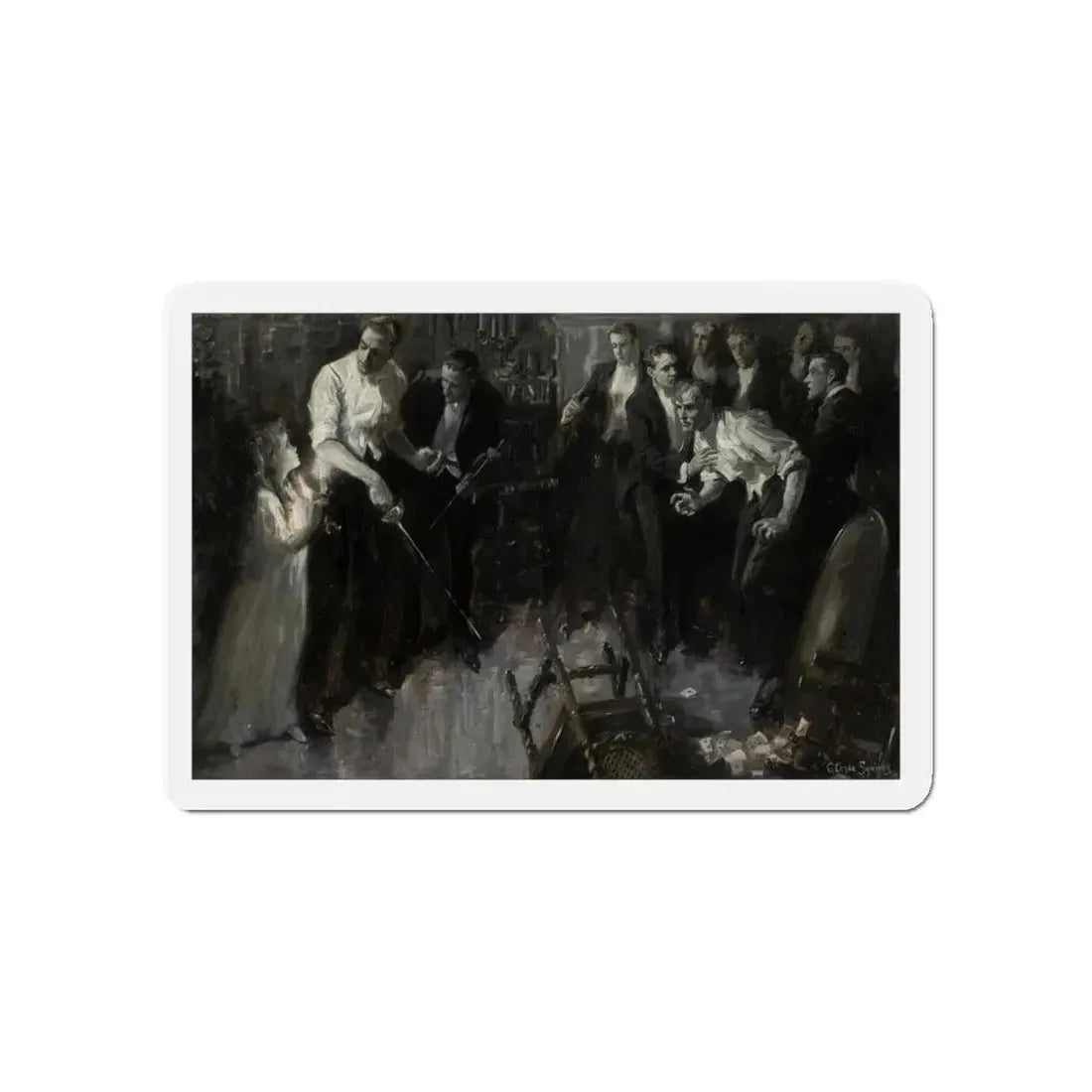 Sword Fight, story illustration (Magazine Illustration) Refrigerator Magnet 5 Inch Die-Cut - The Sticker Space