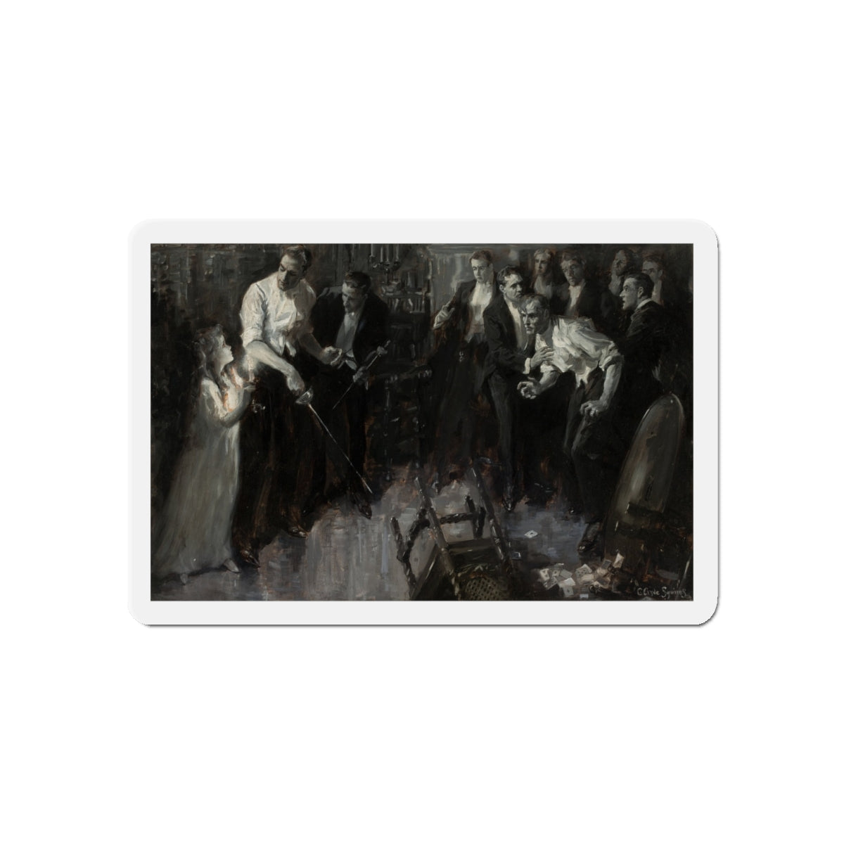 Sword Fight, story illustration (Magazine Illustration) Refrigerator Magnet-6 × 6"-The Sticker Space