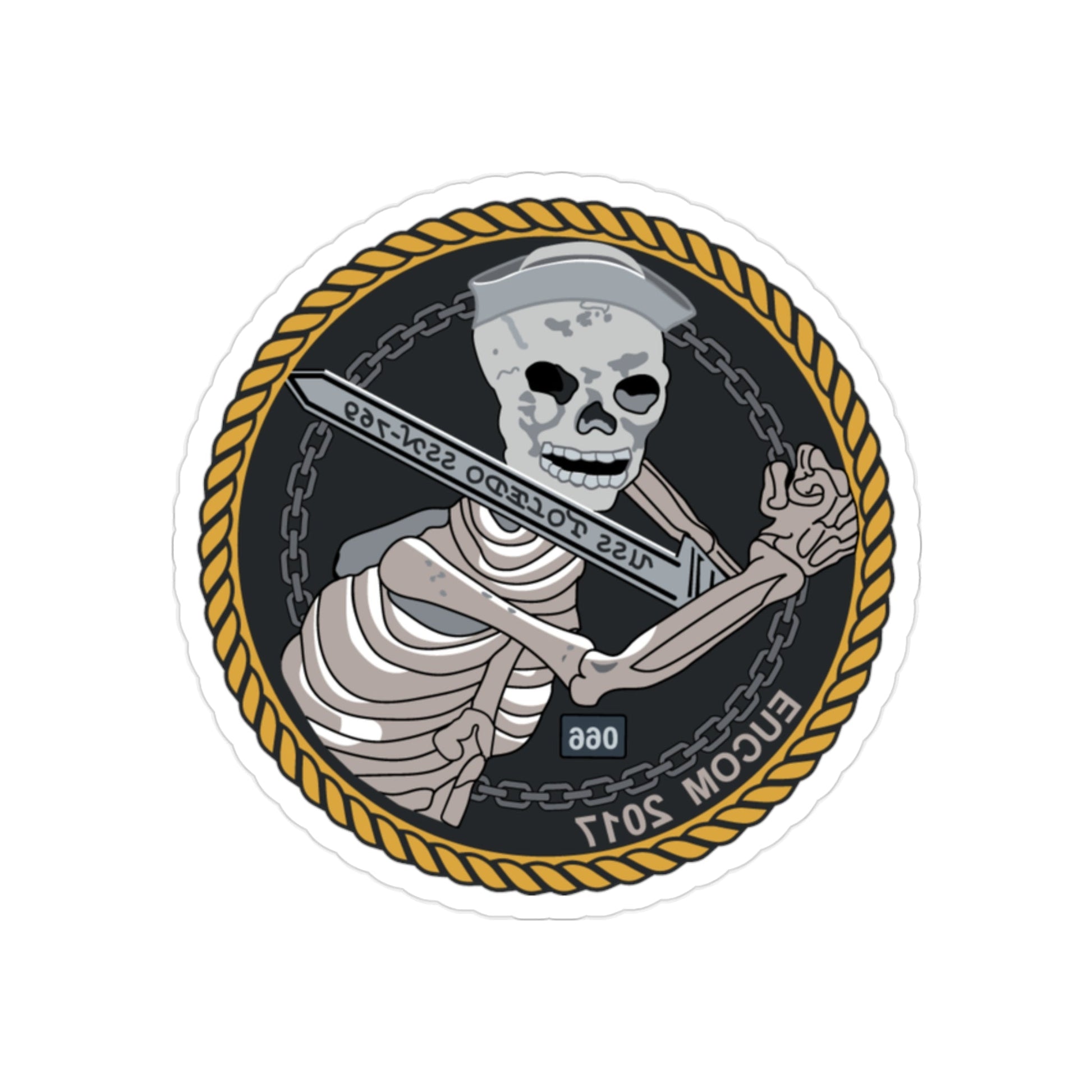 Sword of Freedom Skeleton SSN 769 (U.S. Navy) REVERSE PRINT Transparent STICKER-2" × 2"-The Sticker Space