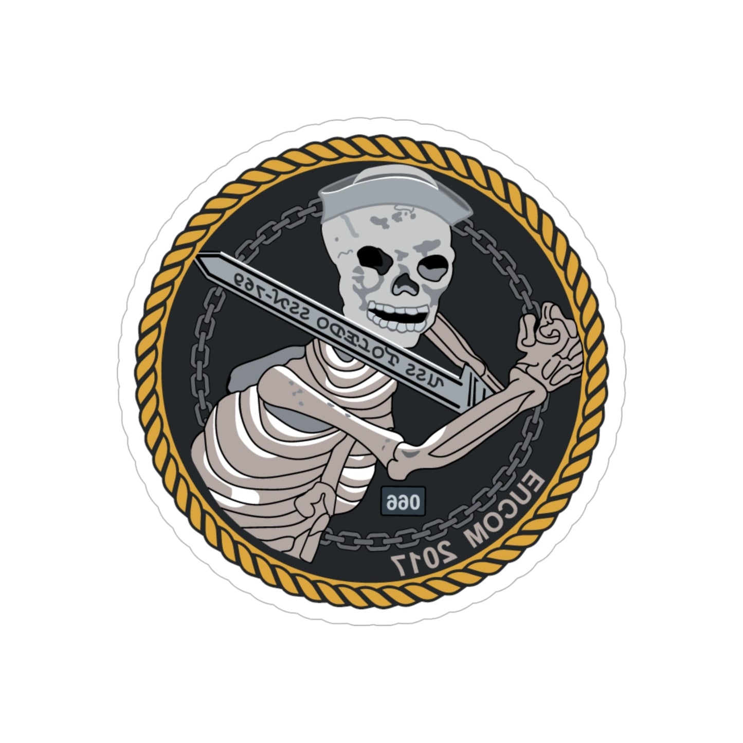 Sword of Freedom Skeleton SSN 769 (U.S. Navy) REVERSE PRINT Transparent STICKER-6 Inch-The Sticker Space