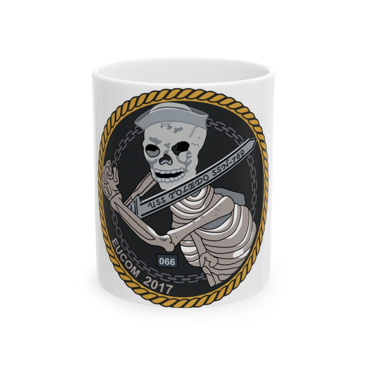 Sword of Freedom Skeleton SSN 769 (U.S. Navy) White Coffee Mug-11oz-The Sticker Space