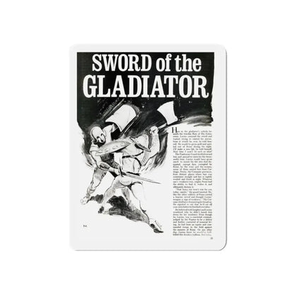 Sword of the Gladiator, Valor magazine, November1968 (Magazine Illustration) Refrigerator Magnet 3 Inch Die-Cut - The Sticker Space