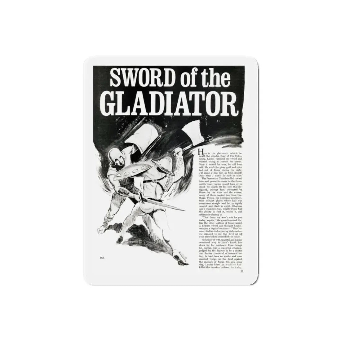 Sword of the Gladiator, Valor magazine, November1968 (Magazine Illustration) Refrigerator Magnet 6 Inch Die-Cut - The Sticker Space