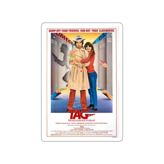TAG THE ASSASSINATION GAME (EVERYBODY GETS IT IN THE END) 1982 Movie Poster STICKER Vinyl Die-Cut Decal 2 Inch - The Sticker Space