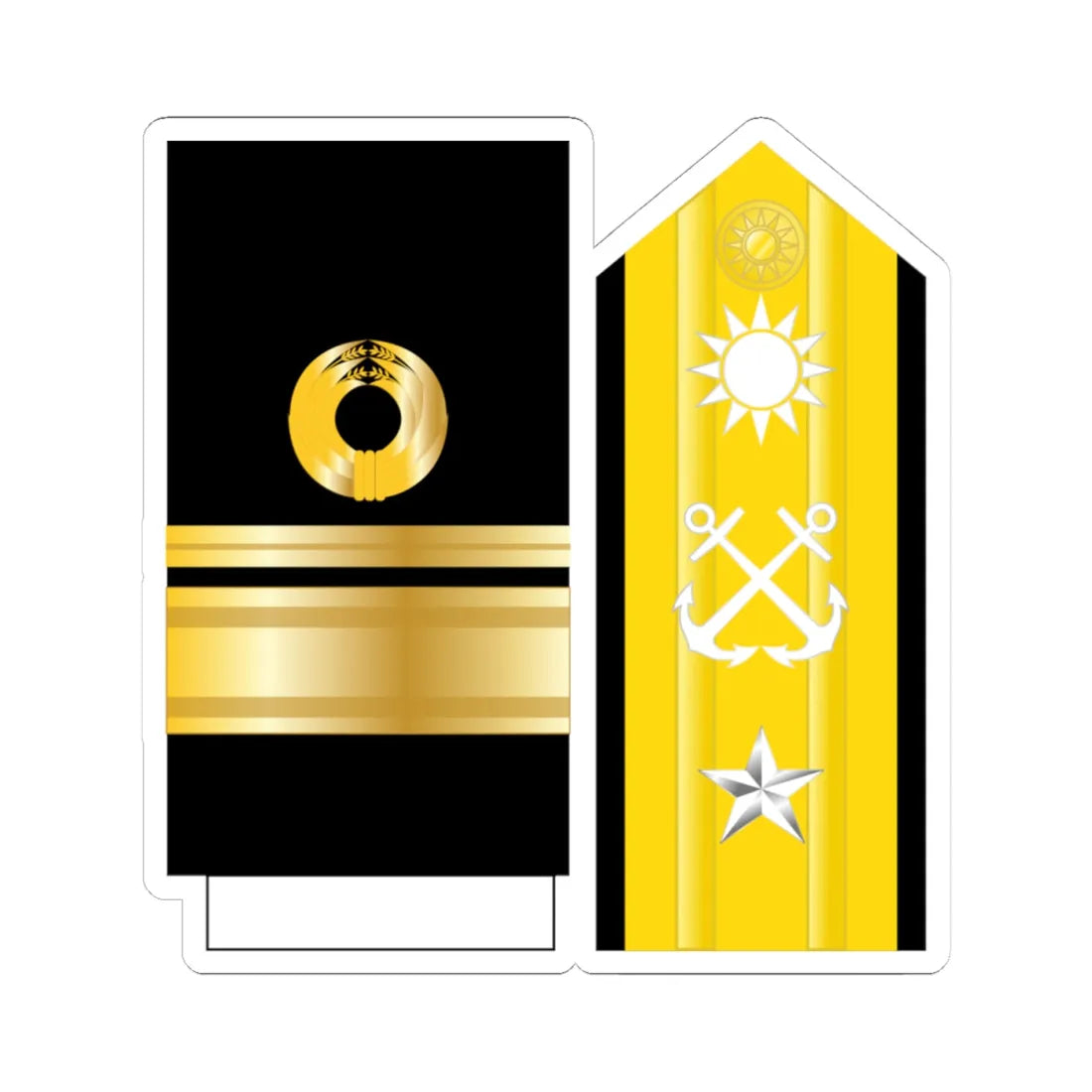 Taiwan navy OF 7 (China) (Military Rank) STICKER Vinyl Kiss-Cut Decal 4 Inch White - The Sticker Space