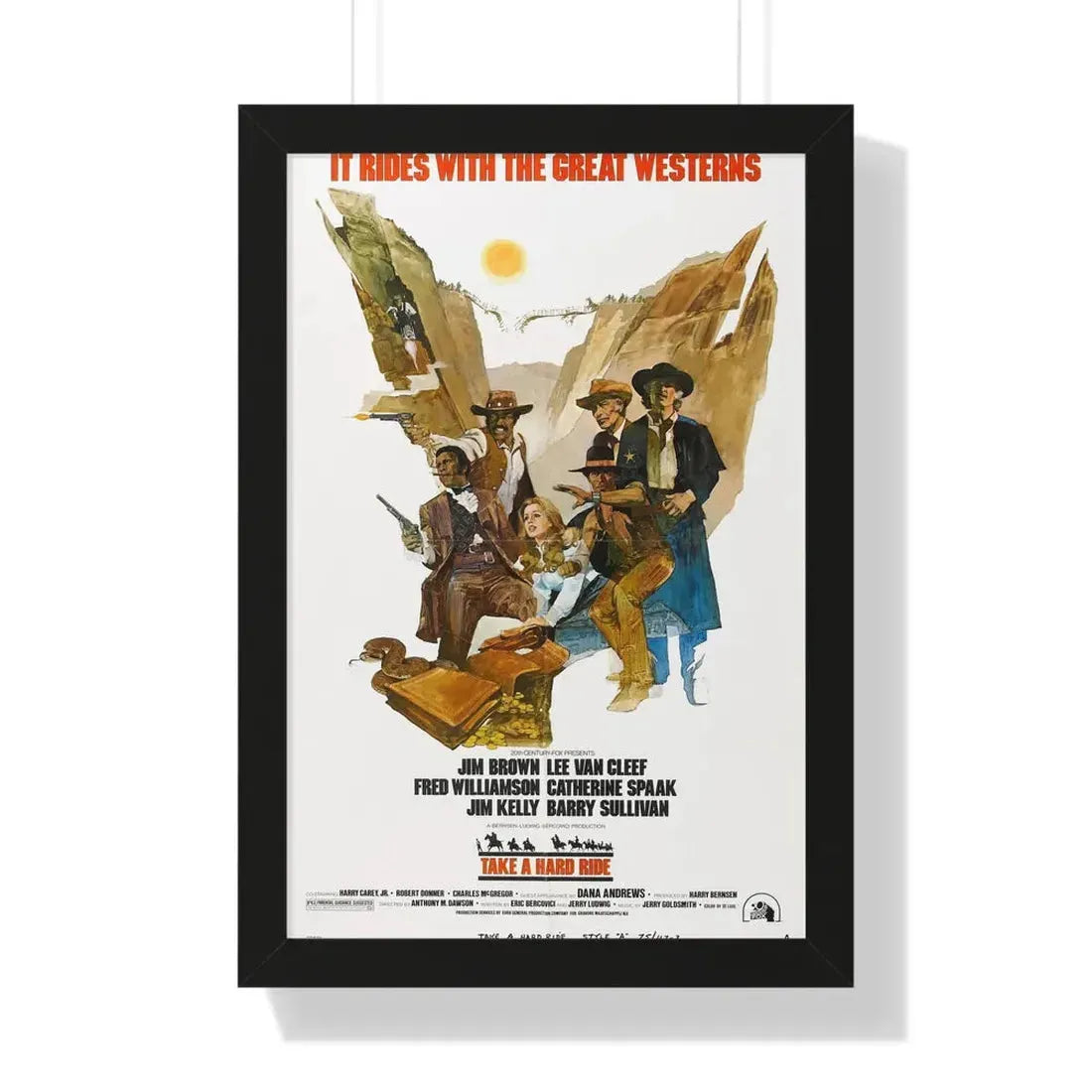 TAKE A HARD RIDE 1975 - Framed Movie Poster 16″ x 24″ Black - The Sticker Space