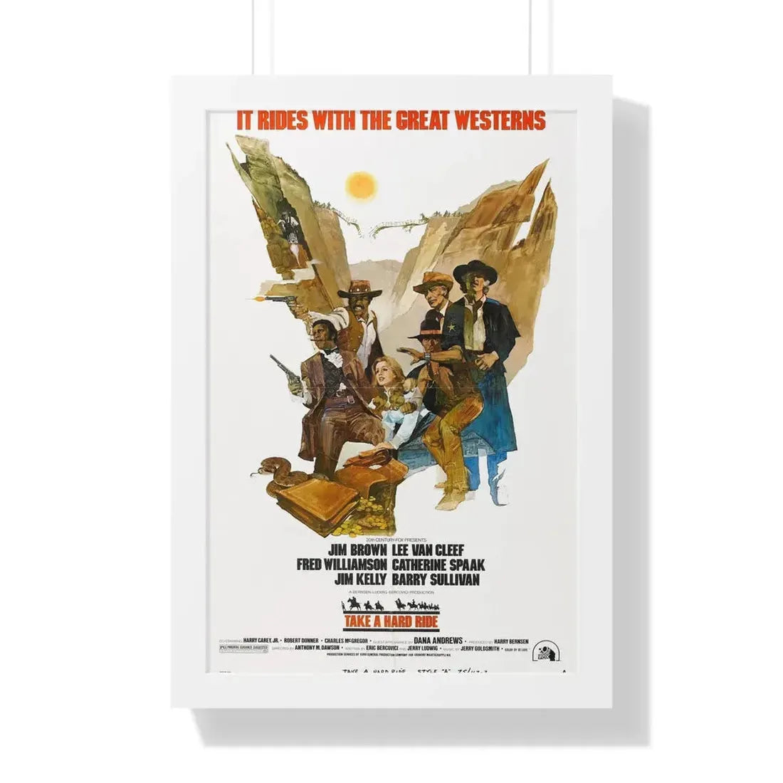 TAKE A HARD RIDE 1975 - Framed Movie Poster 16″ x 24″ White - The Sticker Space