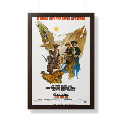 TAKE A HARD RIDE 1975 - Framed Movie Poster 20" x 30" Walnut - The Sticker Space