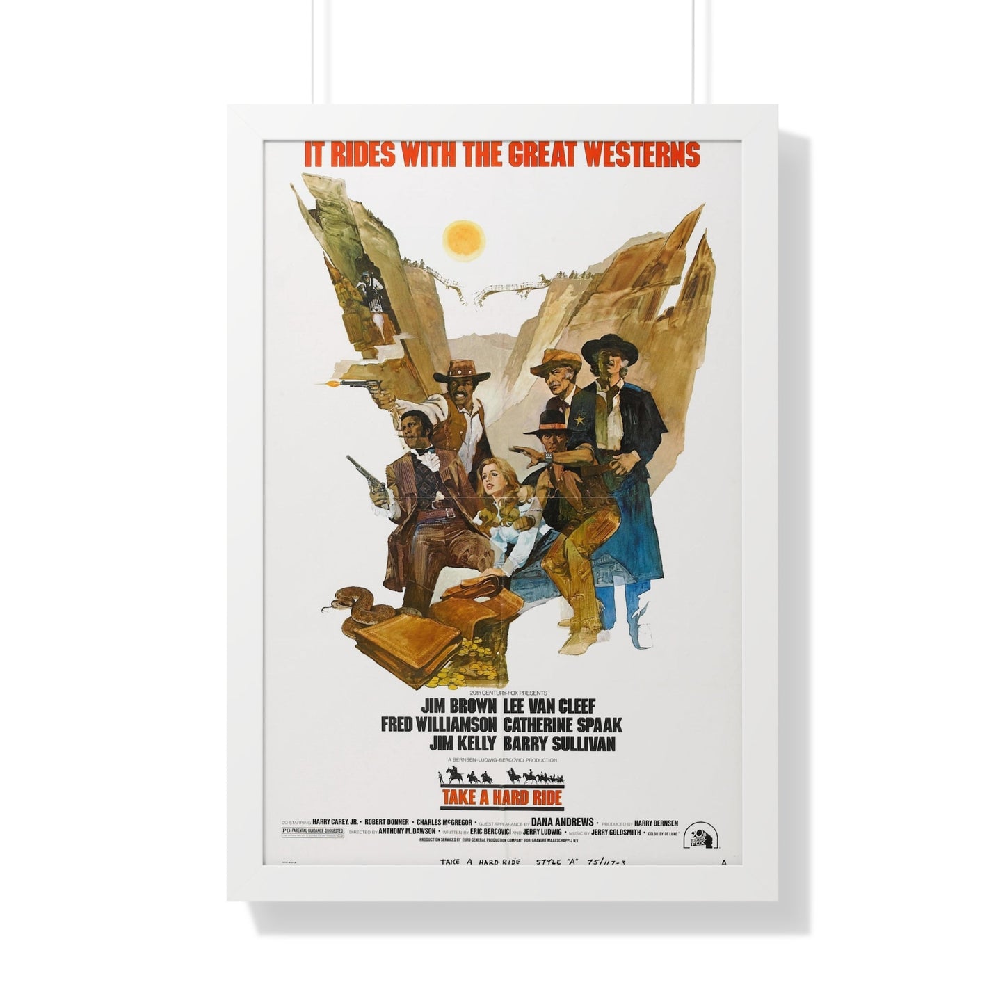 TAKE A HARD RIDE 1975 - Framed Movie Poster-20" x 30"-The Sticker Space