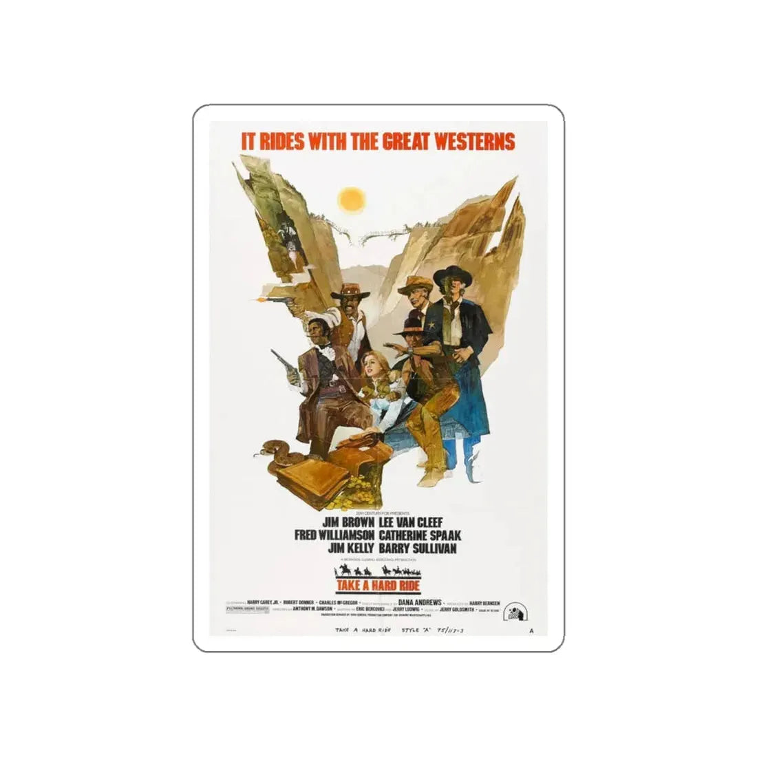 TAKE A HARD RIDE 1975 Movie Poster STICKER Vinyl Die-Cut Decal 4 Inch - The Sticker Space