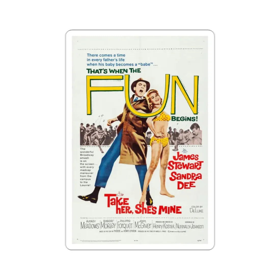 Take Her She's Mine 1963 Movie Poster STICKER Vinyl Die-Cut Decal 2 Inch - The Sticker Space