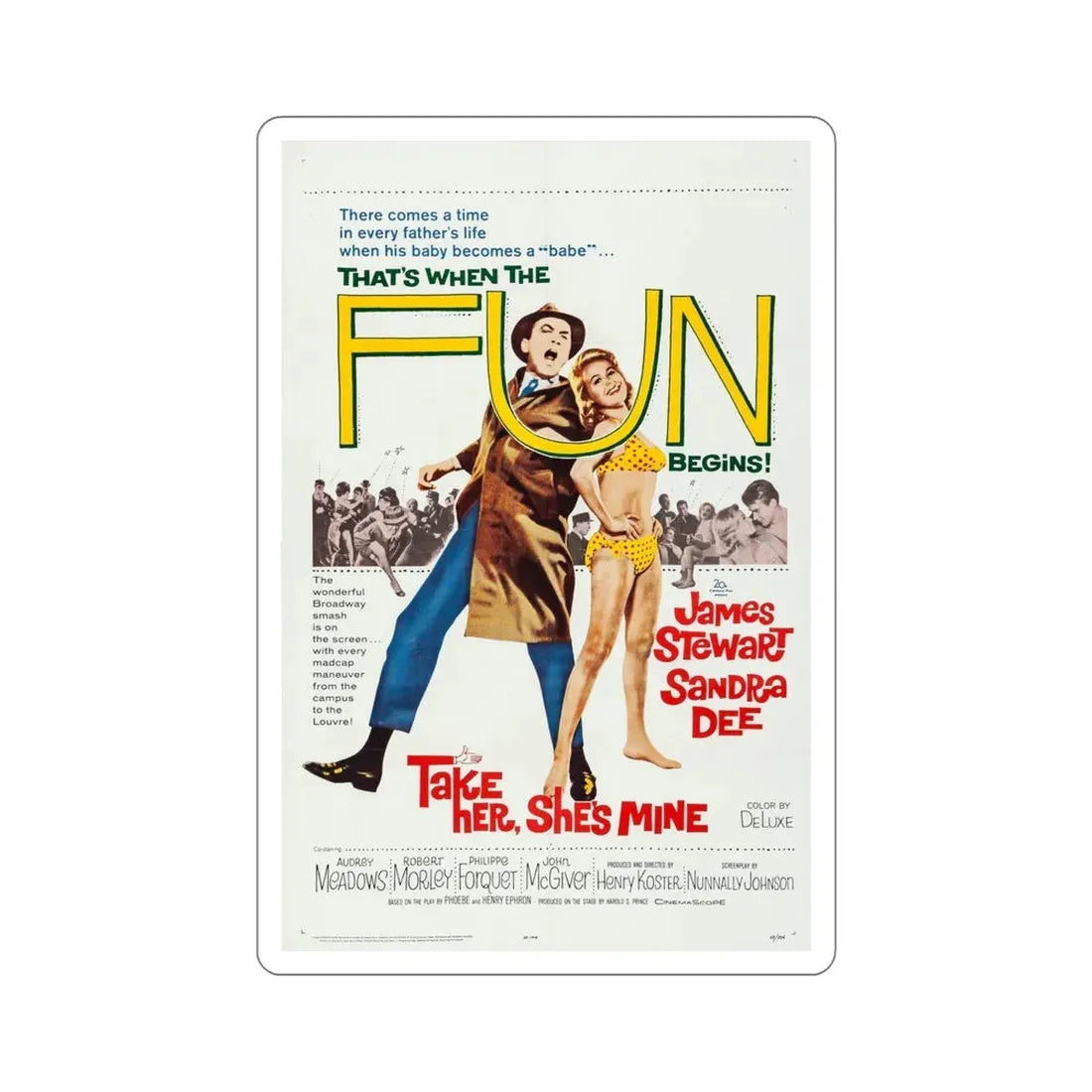 Take Her She's Mine 1963 Movie Poster STICKER Vinyl Die-Cut Decal 6 Inch - The Sticker Space