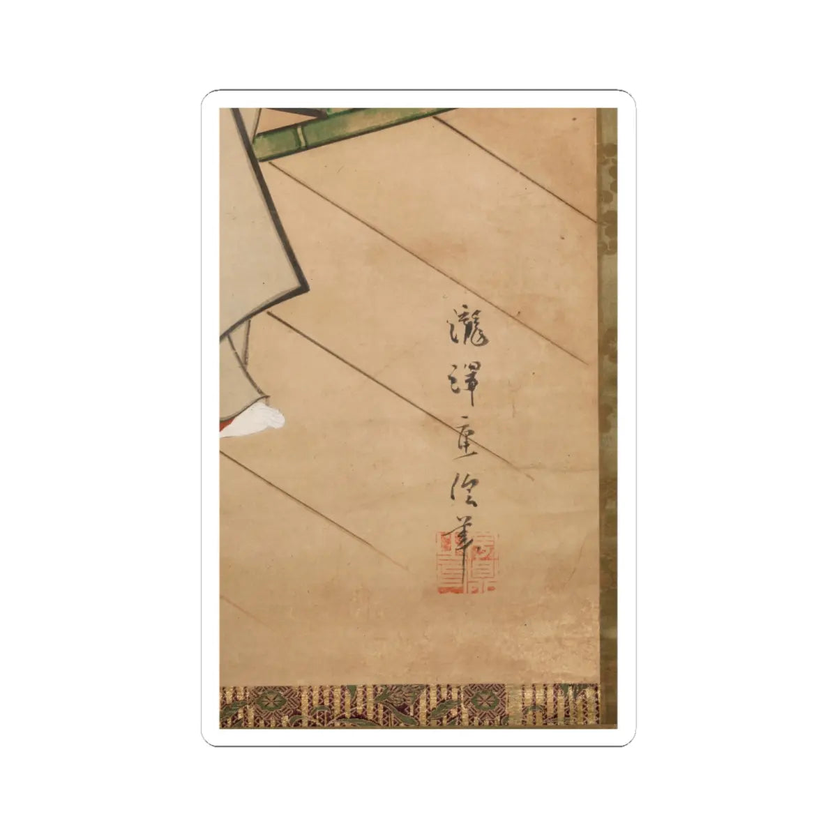 Takizawa Shigenobu - Woman on Veranda - ca. 1730 v2 - STICKER Vinyl Kiss-Cut Decal