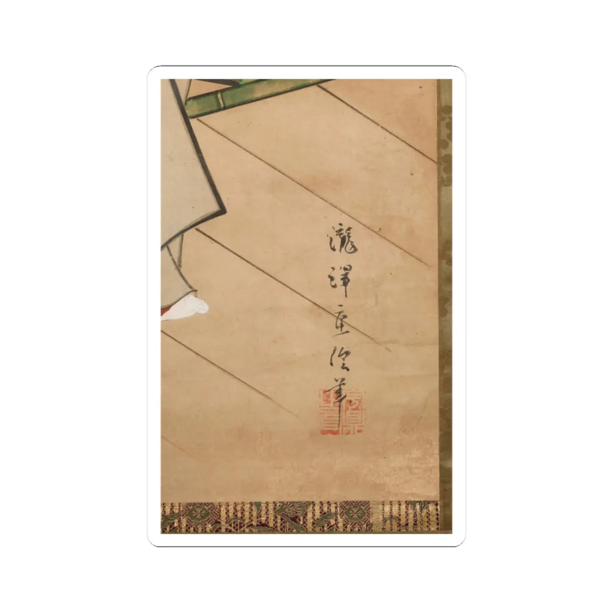 Takizawa Shigenobu - Woman on Veranda - ca. 1730 v2 - STICKER Vinyl Kiss-Cut Decal