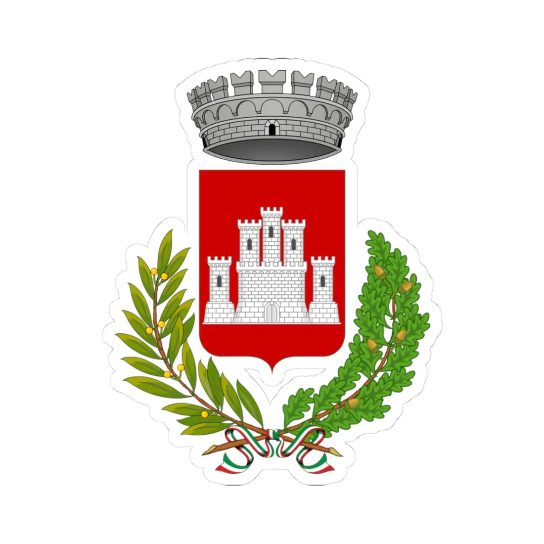 Talamello-Stemma (Italy) (Coat of Arms) STICKER Vinyl Kiss-Cut Decal 3 Inch White - The Sticker Space