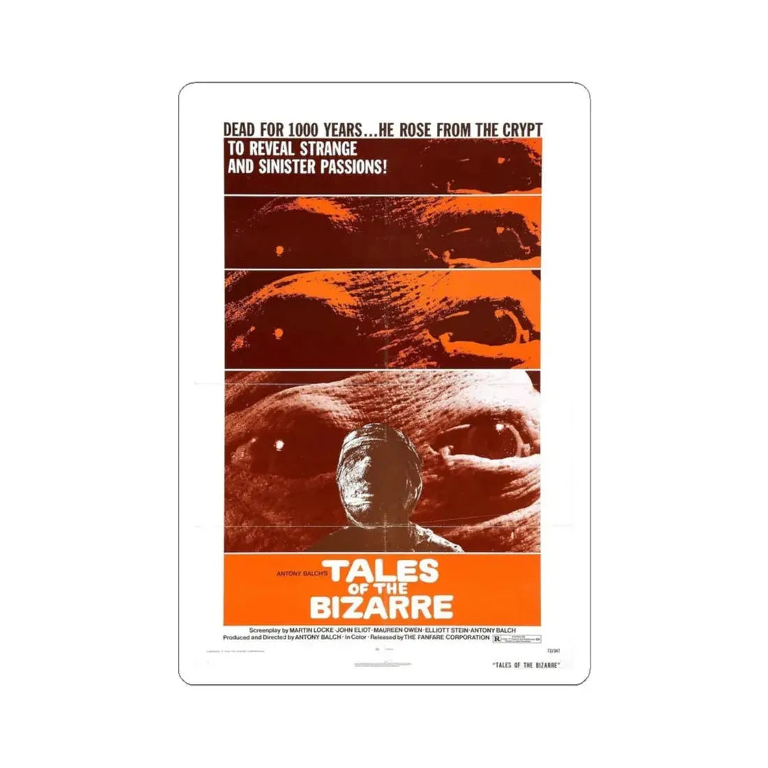 TALES FROM THE BIZARRE 1970 Movie Poster - STICKER Vinyl Kiss-Cut Decal 6 Inch White - The Sticker Space