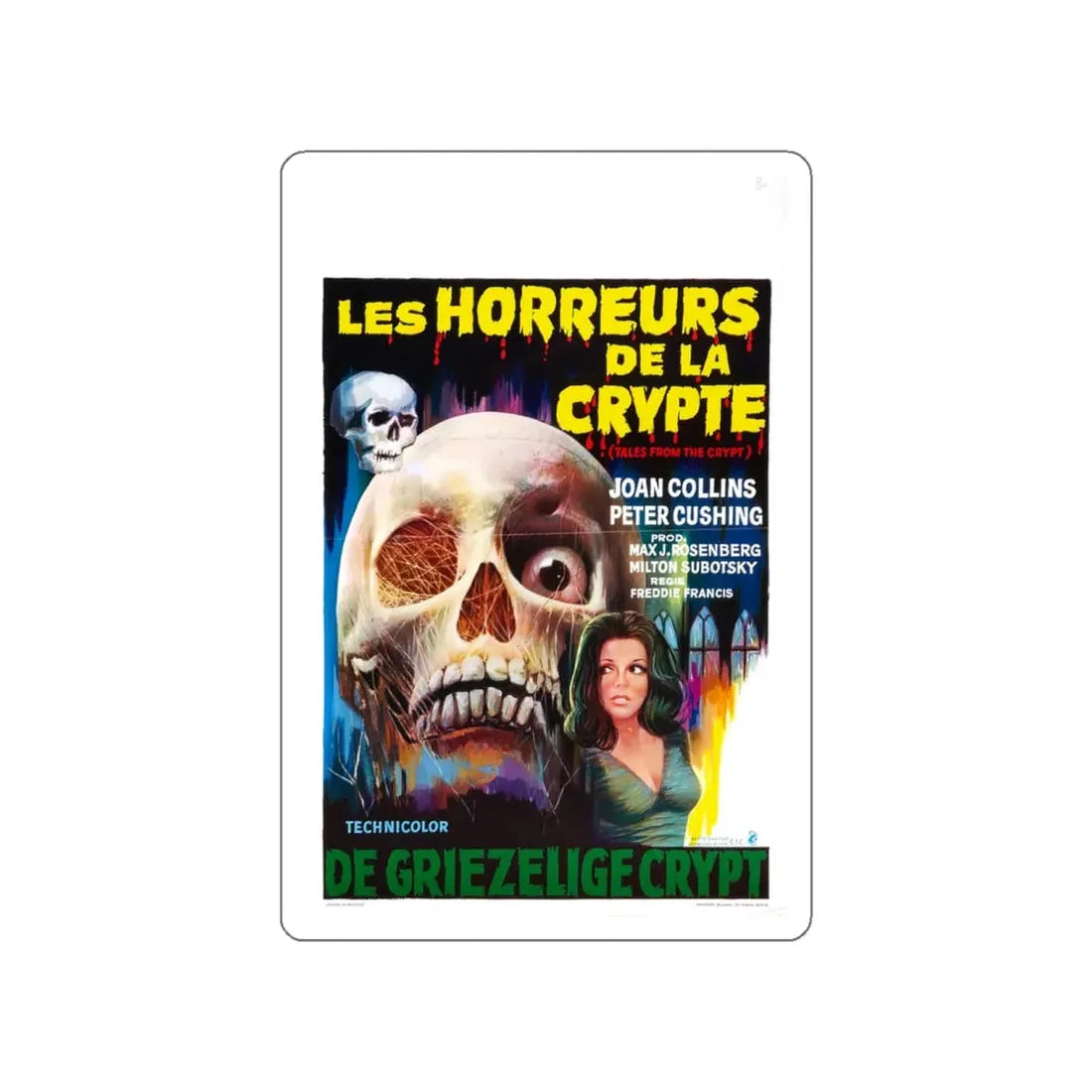 TALES FROM THE CRYPT (BELGIAN) 1972 Movie Poster STICKER Vinyl Die-Cut Decal 4 Inch - The Sticker Space