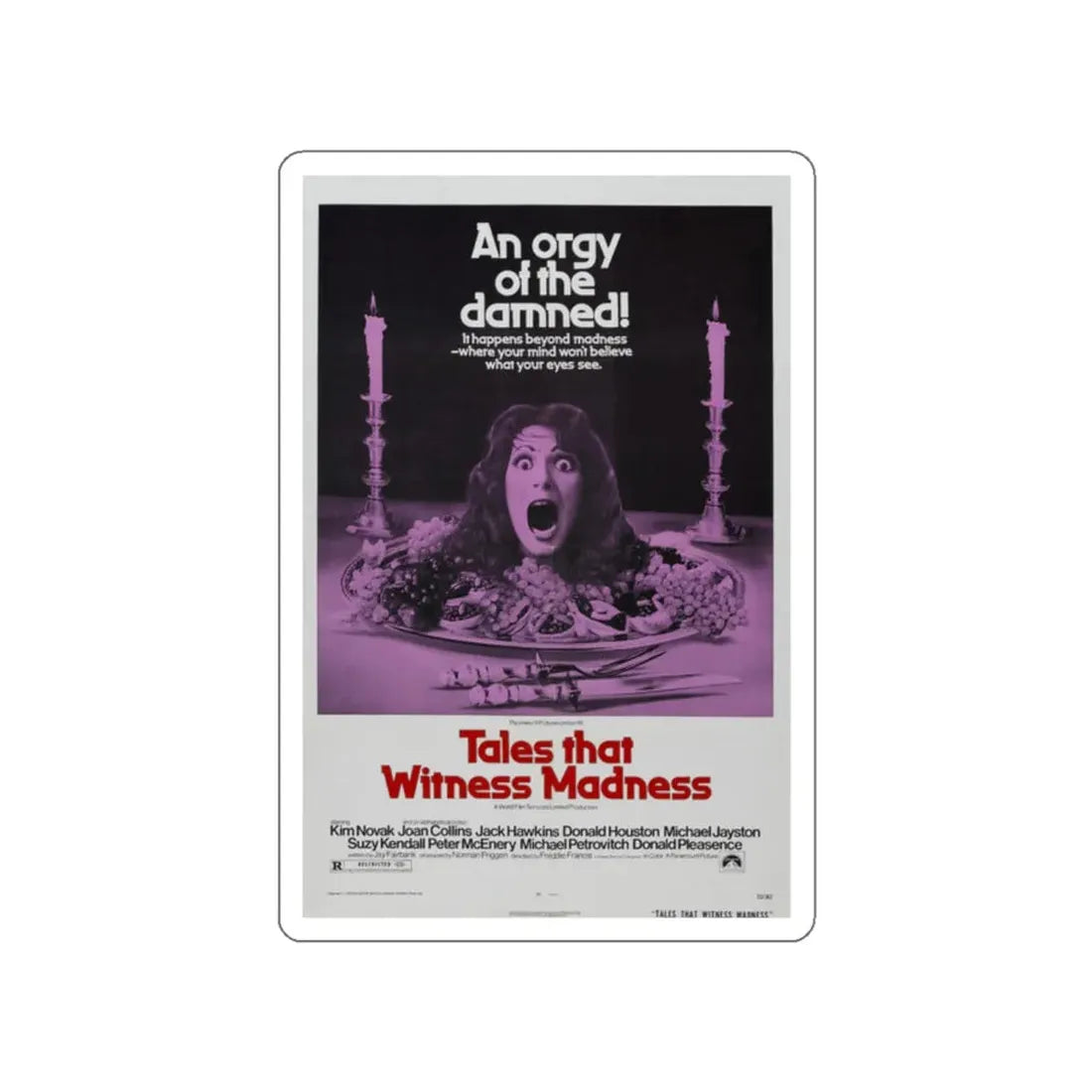 TALES THAT WITNESSED MADNESS 1973 Movie Poster STICKER Vinyl Die-Cut Decal 2 Inch - The Sticker Space