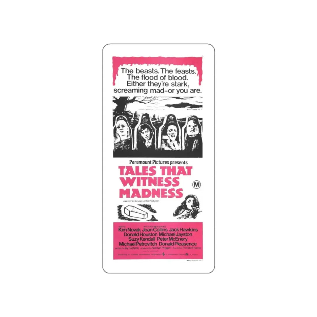 TALES THAT WITNESSED MADNESS (2) 1973 Movie Poster STICKER Vinyl Die-Cut Decal 3 Inch - The Sticker Space