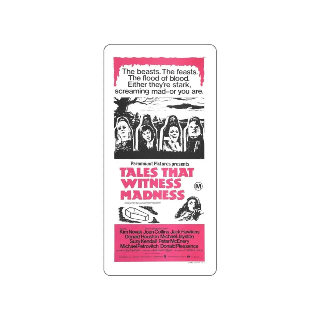 TALES THAT WITNESSED MADNESS (2) 1973 Movie Poster STICKER Vinyl Die-Cut Decal 4 Inch - The Sticker Space