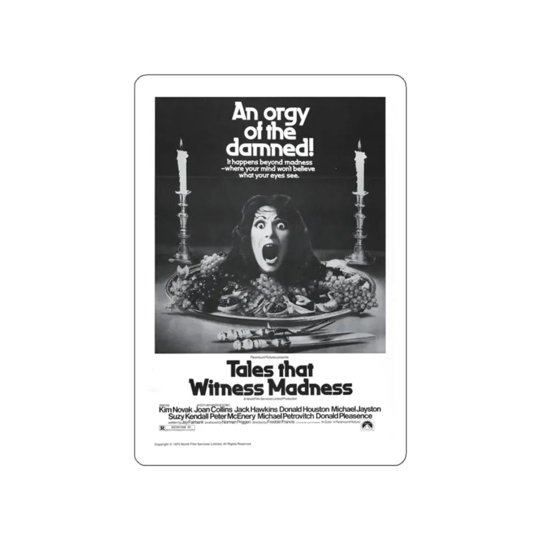 TALES THAT WITNESSED MADNESS (3) 1973 Movie Poster STICKER Vinyl Die-Cut Decal 2 Inch - The Sticker Space