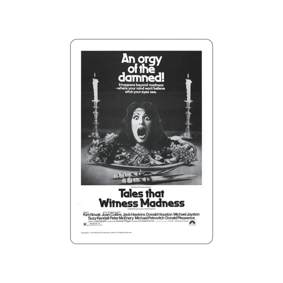 TALES THAT WITNESSED MADNESS (3) 1973 Movie Poster STICKER Vinyl Die-Cut Decal 3 Inch - The Sticker Space