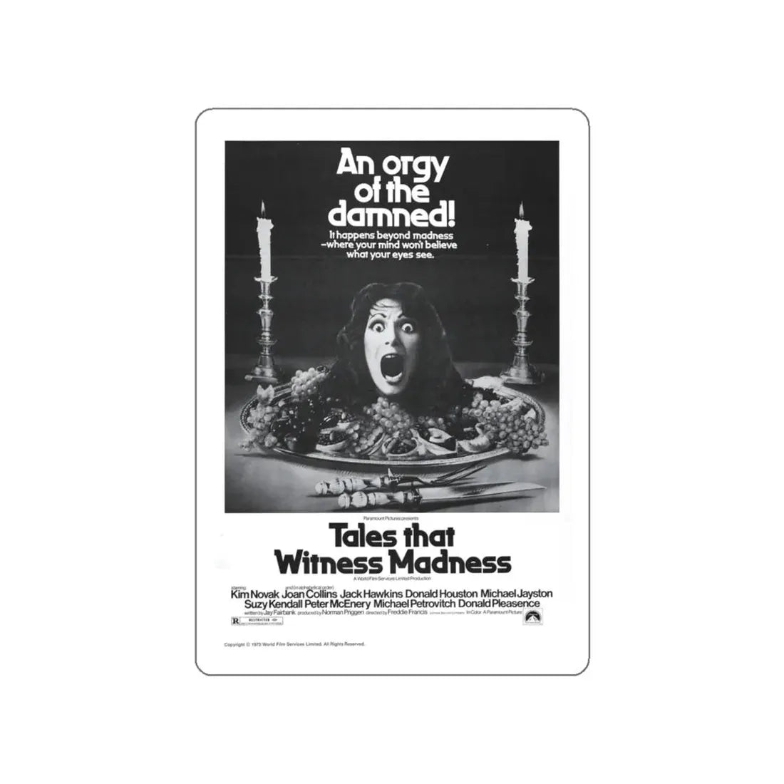 TALES THAT WITNESSED MADNESS (3) 1973 Movie Poster STICKER Vinyl Die-Cut Decal 4 Inch - The Sticker Space