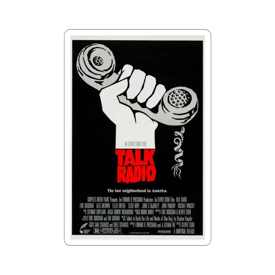 Talk Radio 1988 Movie Poster STICKER Vinyl Die-Cut Decal 3 Inch - The Sticker Space