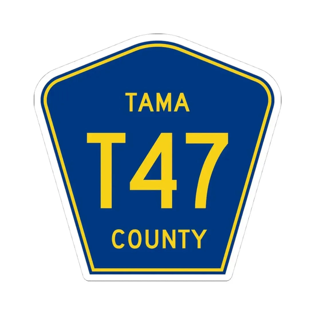 Tama County Route T47 IA (Iowa) (Road Sign) STICKER Vinyl Kiss-Cut Decal 4 Inch White - The Sticker Space