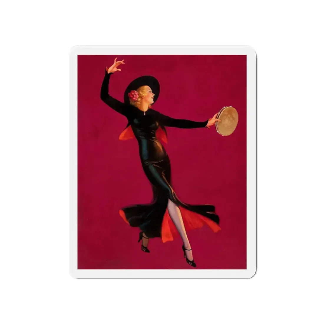 Tambourine Dancer, 1937 (Magazine Illustration) Refrigerator Magnet 4 Inch Die-Cut - The Sticker Space