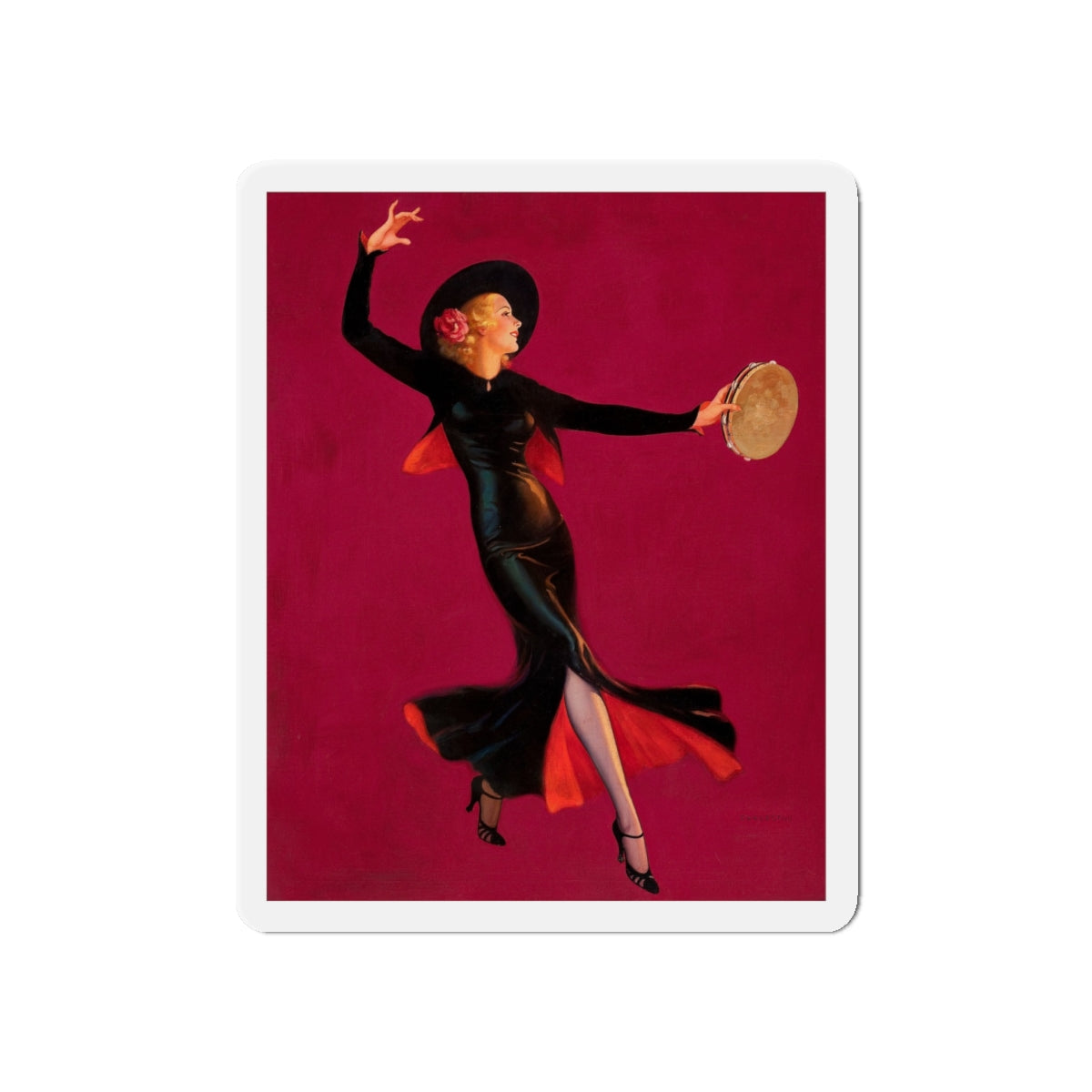 Tambourine Dancer, 1937 (Magazine Illustration) Refrigerator Magnet-5" x 5"-The Sticker Space