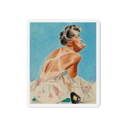 Tan Lines, The Saturday Evening Post cover study (Magazine Illustration) Refrigerator Magnet 3 Inch Die-Cut - The Sticker Space