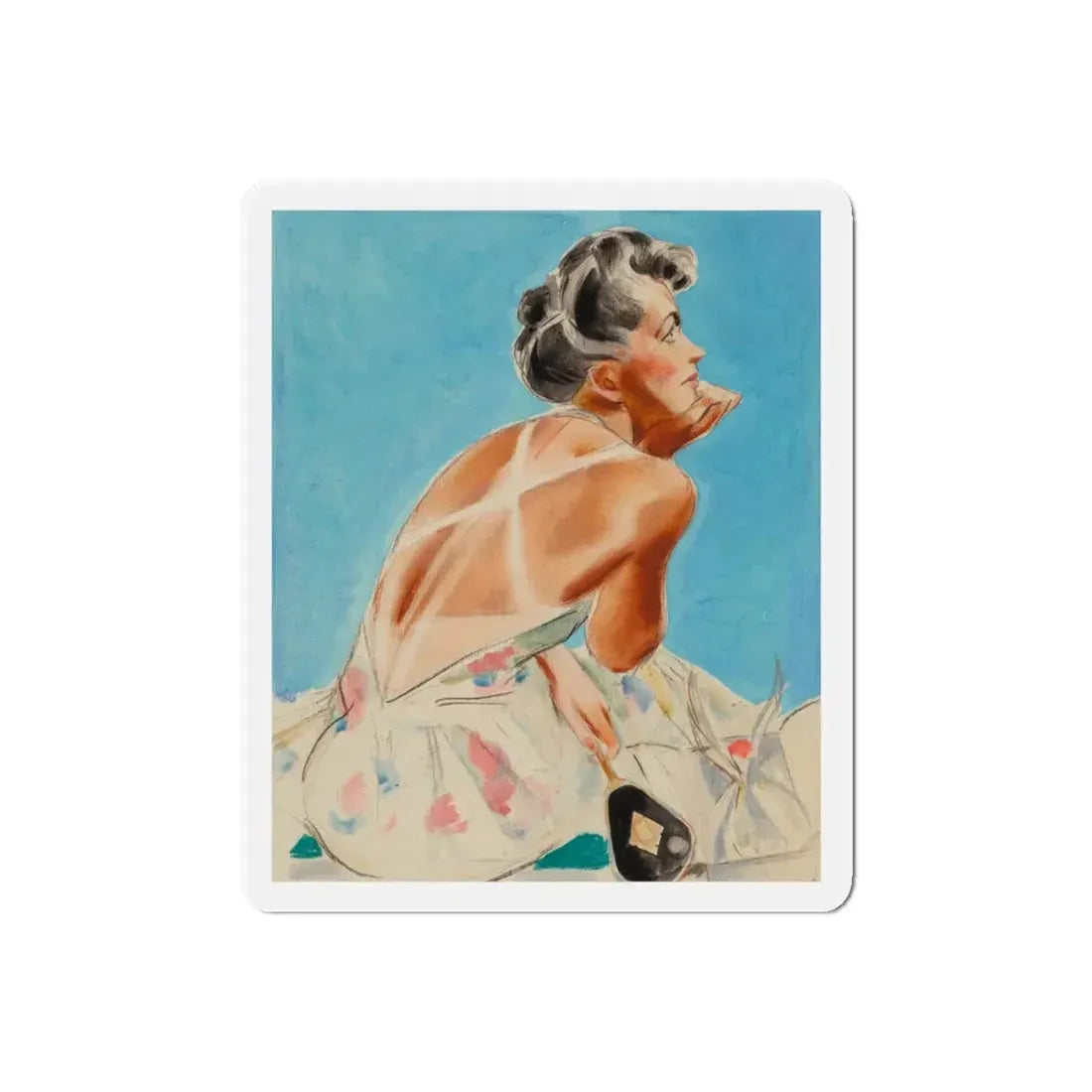 Tan Lines, The Saturday Evening Post cover study (Magazine Illustration) Refrigerator Magnet 6 Inch Die-Cut - The Sticker Space