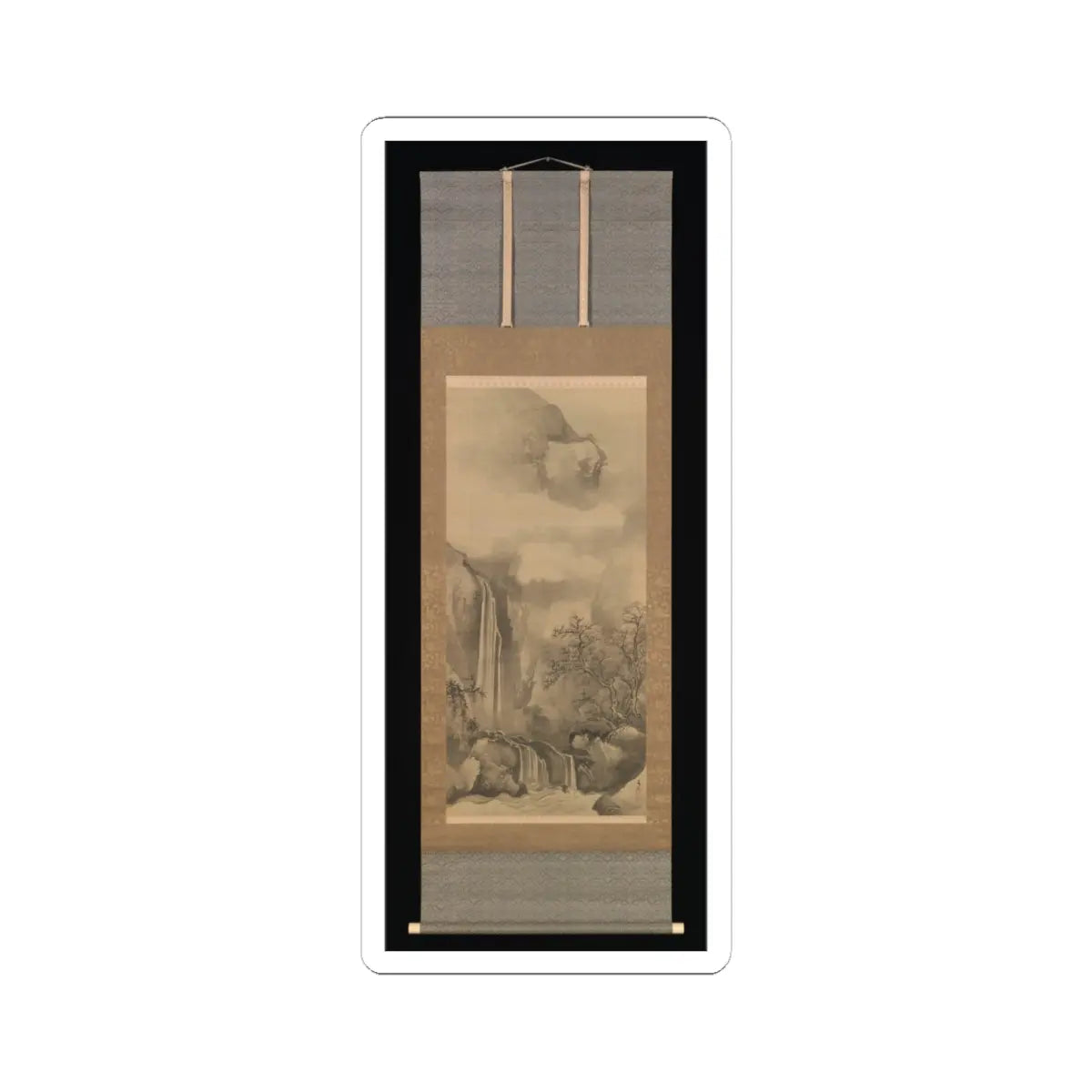Tani Bunchō - Landscape with Waterfall - 1828 v2 - STICKER Vinyl Kiss-Cut Decal