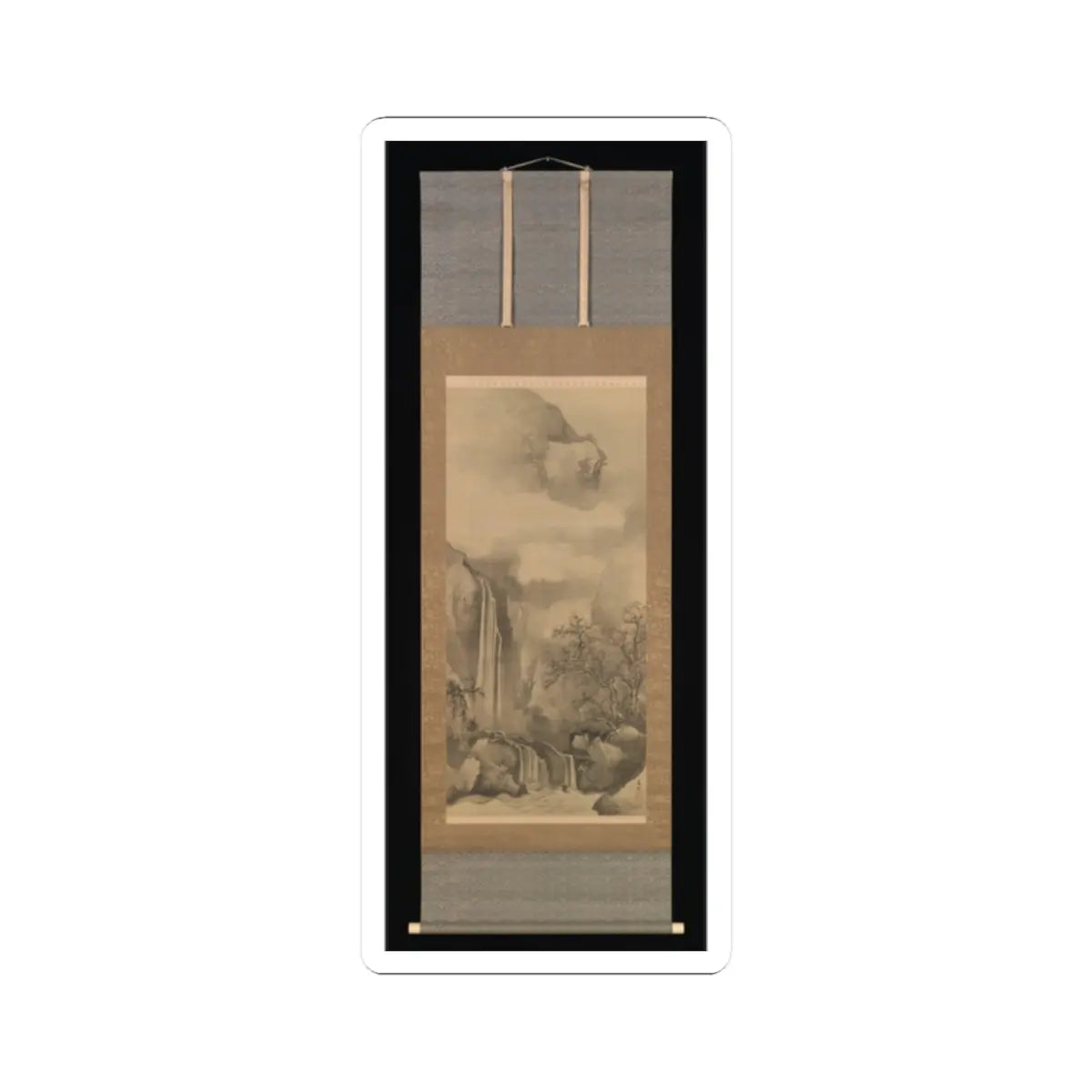 Tani Bunchō - Landscape with Waterfall - 1828 v2 - STICKER Vinyl Kiss-Cut Decal